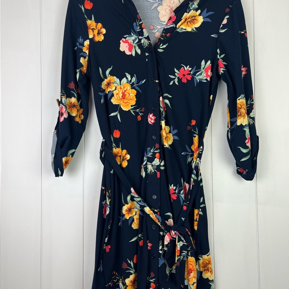 Rue21 Navy Floral Long Sleeve Dress